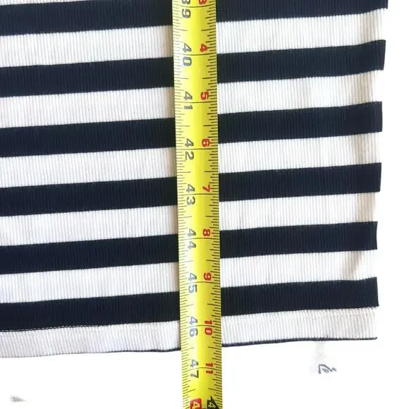L’AGENCE Ivanna Black White Stripe Rib Knit Midi Dress Medium Euro Summer - Picture 7 of 9